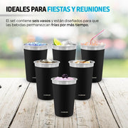 Set de 6 Vasos de Acero Inoxidable y Ecológicos (470 ml) Redlemon Technology México