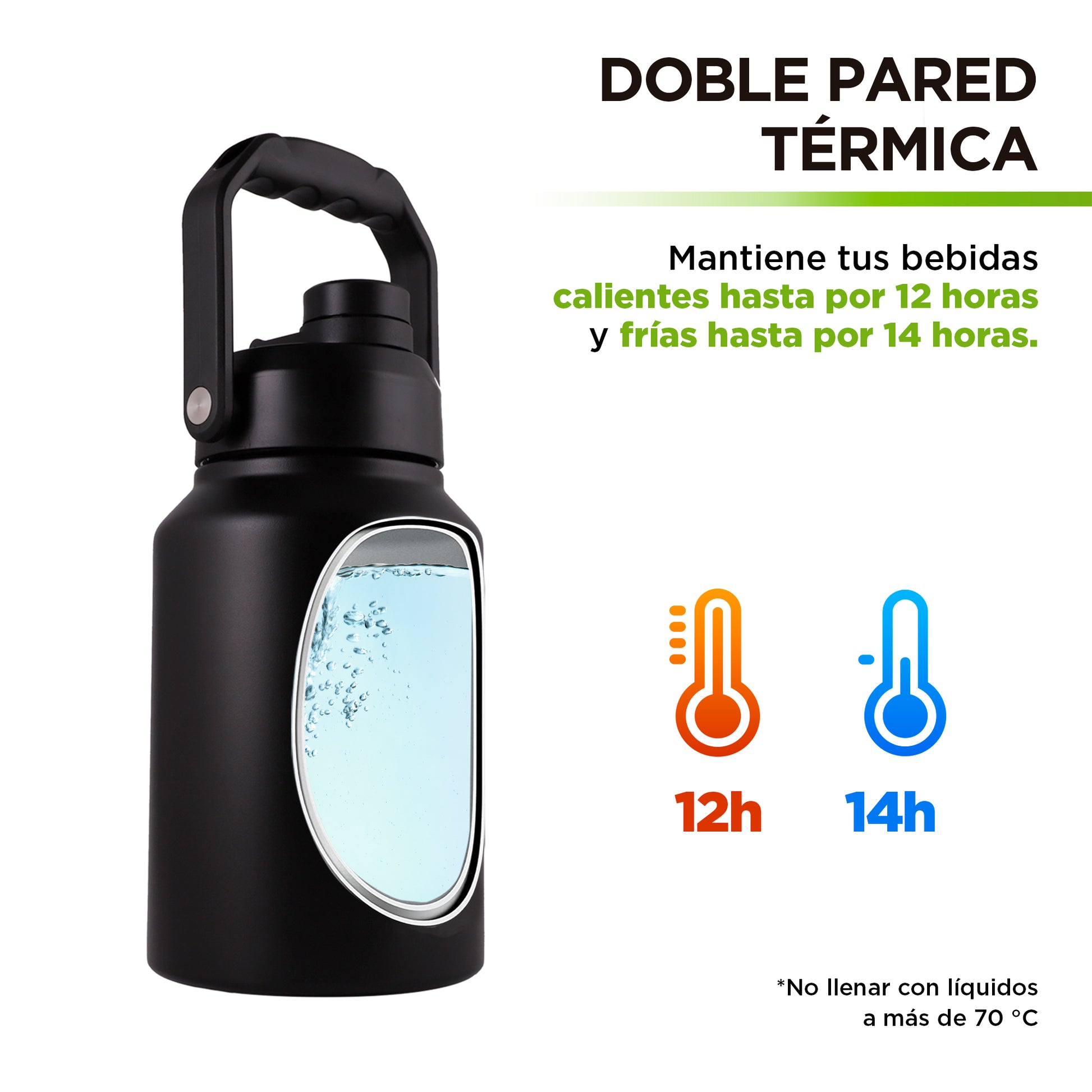 Termo de Acero Inoxidable Doble Pared de Aislamiento Térmico Hikeo Redlemon Technology México
