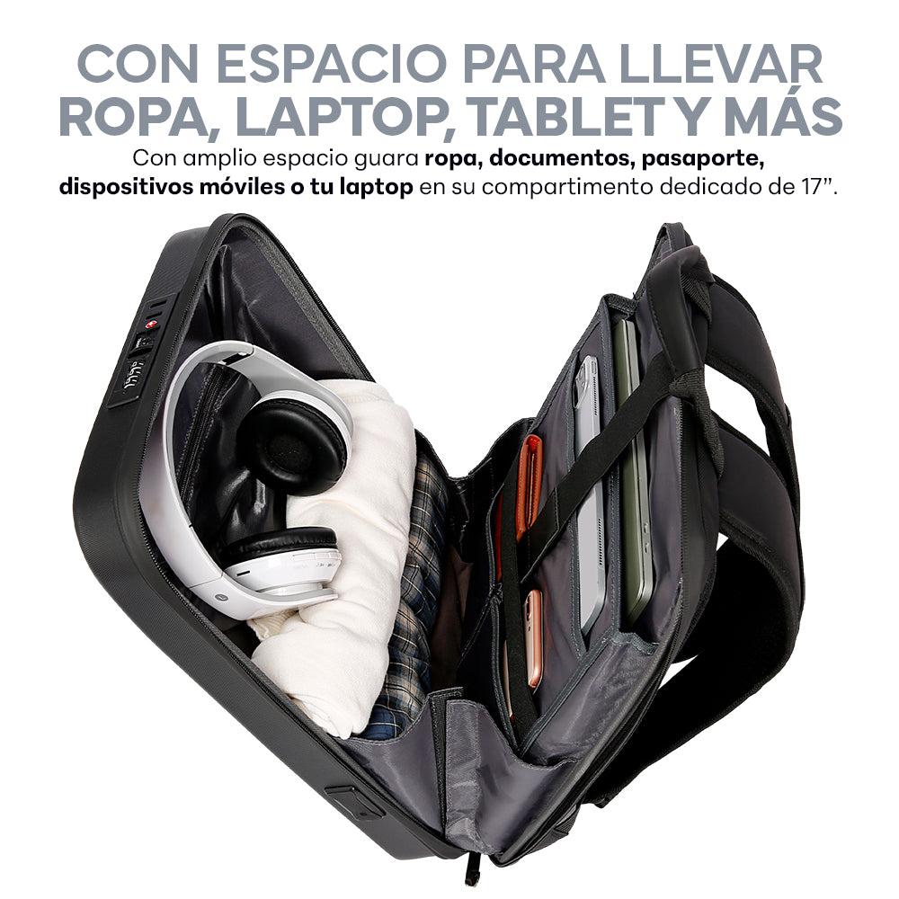 Mochila Rígida de 17 L para Laptop de 15.6 Pulgadas con Candado — detalle del producto