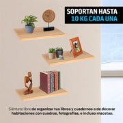 Repisas Flotantes de Madera 3 Piezas de 30x15 cm - Redlemon