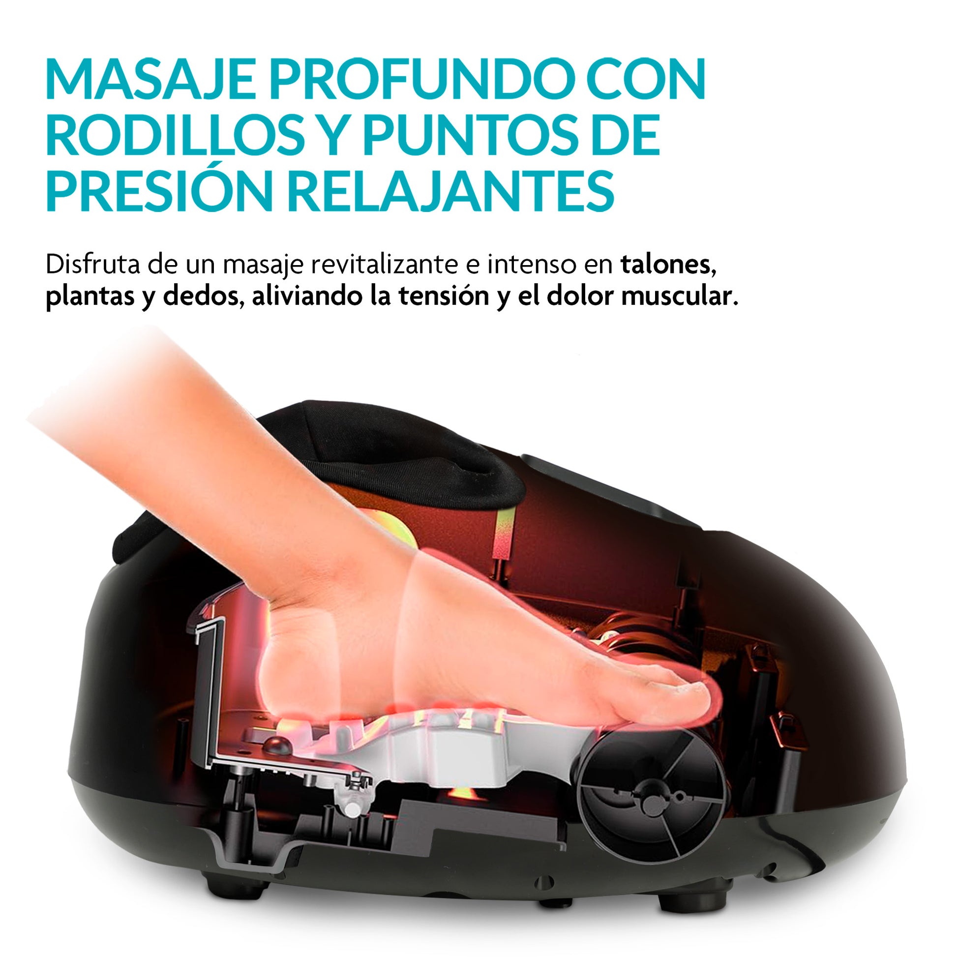 Masajeador de Pies Eléctrico con Calor, Rodillos, Compresión de