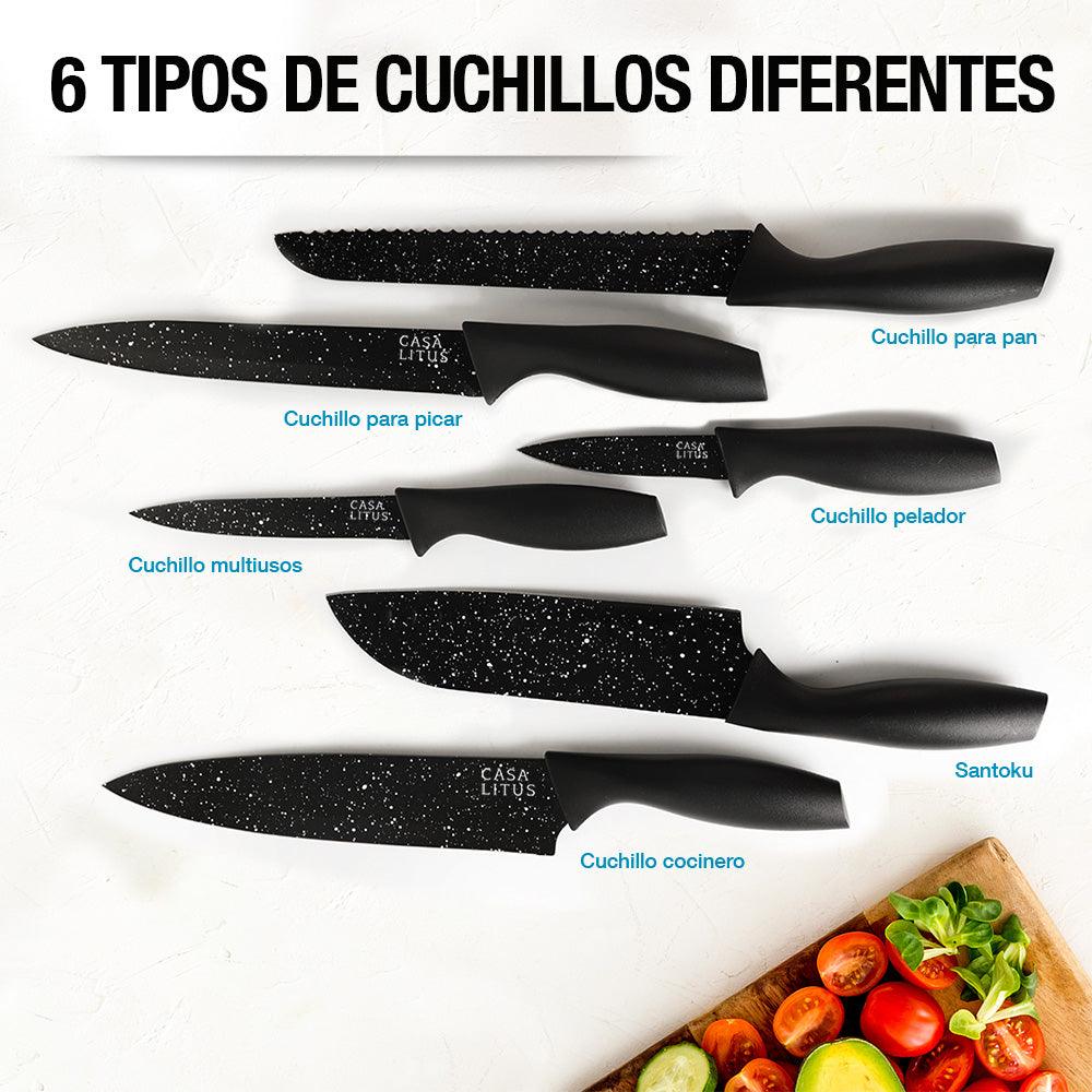 Cuchillos de Cocina de Acero Inoxidable con Funda 6 Piezas - Redlemon