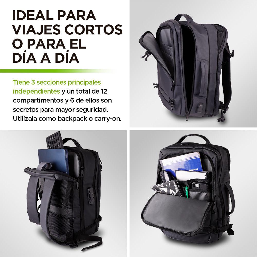Mochila de Viaje para Laptop Expandible Impermeable Antirrobo - Redlemon