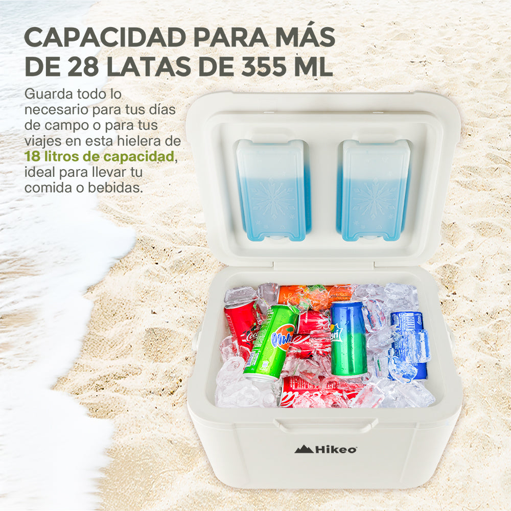 Hielera Rígida de 18 L para 28 Latas con Bloques Fríos HIKEO — detalle del producto