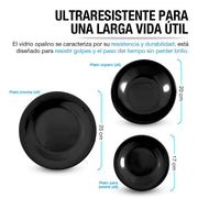 Vajilla de Opal 6 Personas (18 Pz.) Platos Ultra Resistentes