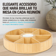 Botanero Giratorio de Bambú con Salsero de Cerámica