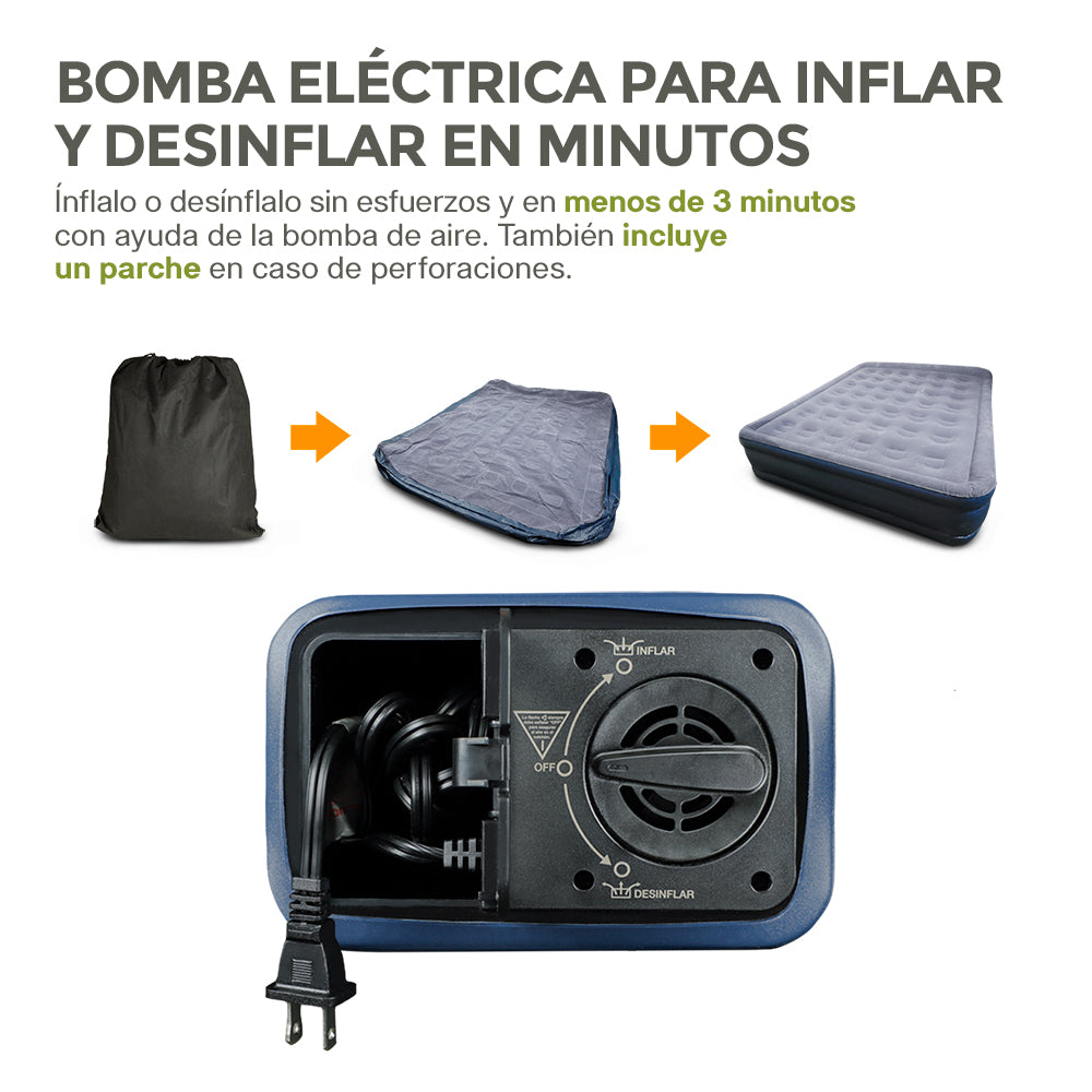 Colchón Inflable Matrimonial con Bomba Eléctrica HIKEO — detalle del producto