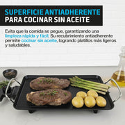 Plancha Eléctrica Antiadherente de 46 x 23 cm con Termostato — detalle del producto