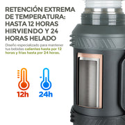 Termo de Acero Inoxidable 1.6 L con Taza y Correa HIKEO — detalle del producto