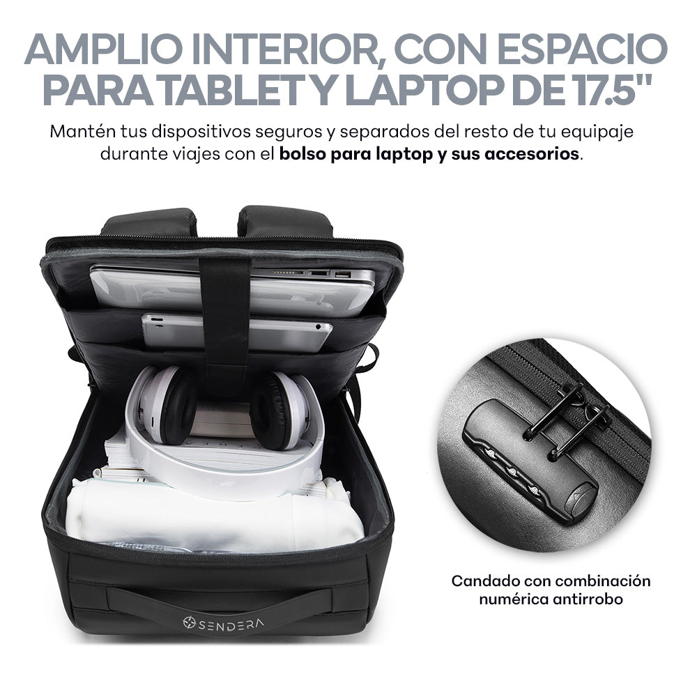 Mochila para Laptop de 17.5 Pulgadas, 25 L con Candado USB — detalle del producto