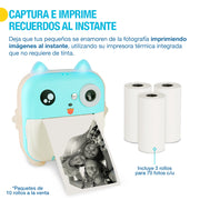 Cámara Fotográfica Digital para Niños con Impresión Instantánea de Fotos