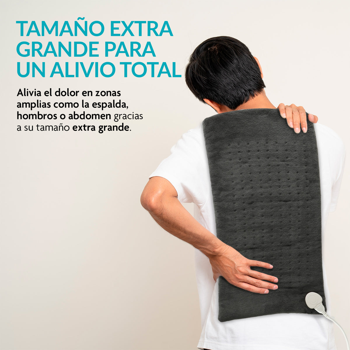 Compresa eléctrica 61 x 30 cm con 10 niveles de calor — detalle del producto