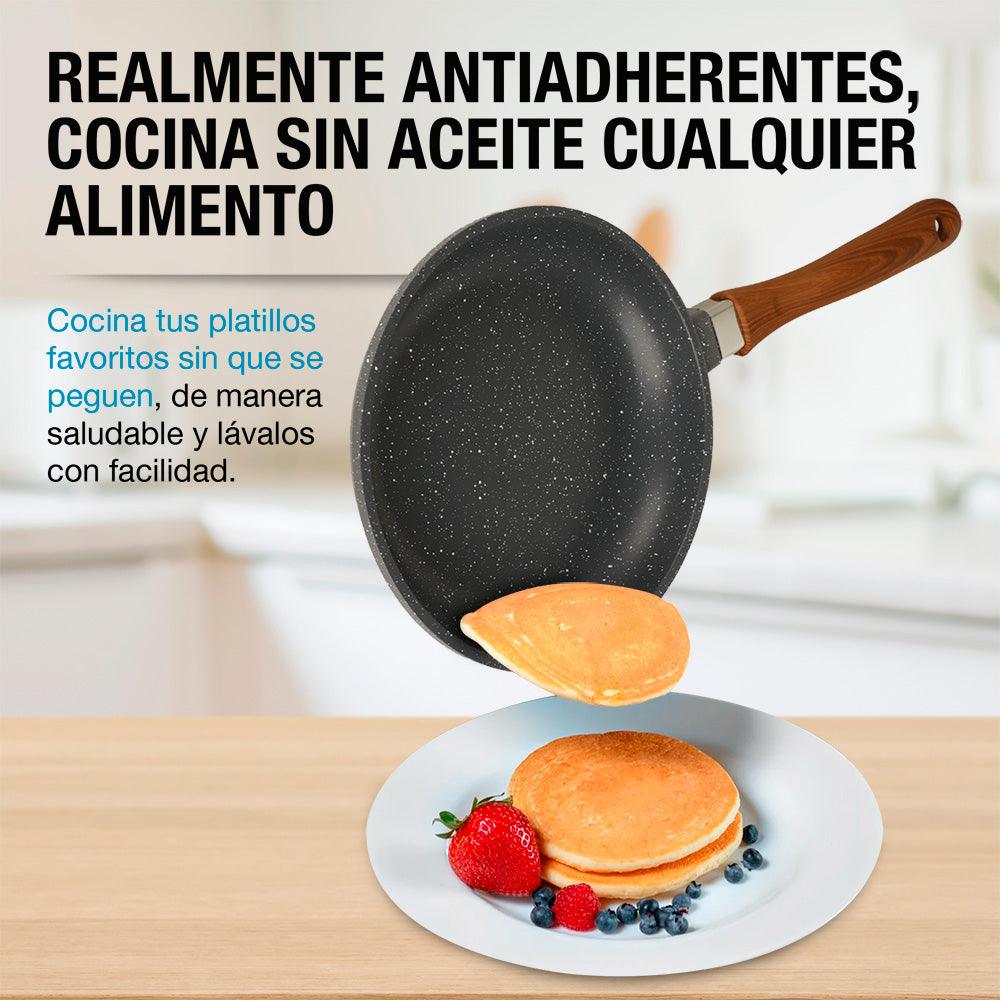 Sartenes Ultra Antiadherentes con Cubierta de Granito 3 Piezas - Redlemon