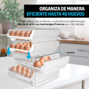 Organizador de 40 Huevos para Refrigerador y Cocina de Acrílico - Redlemon