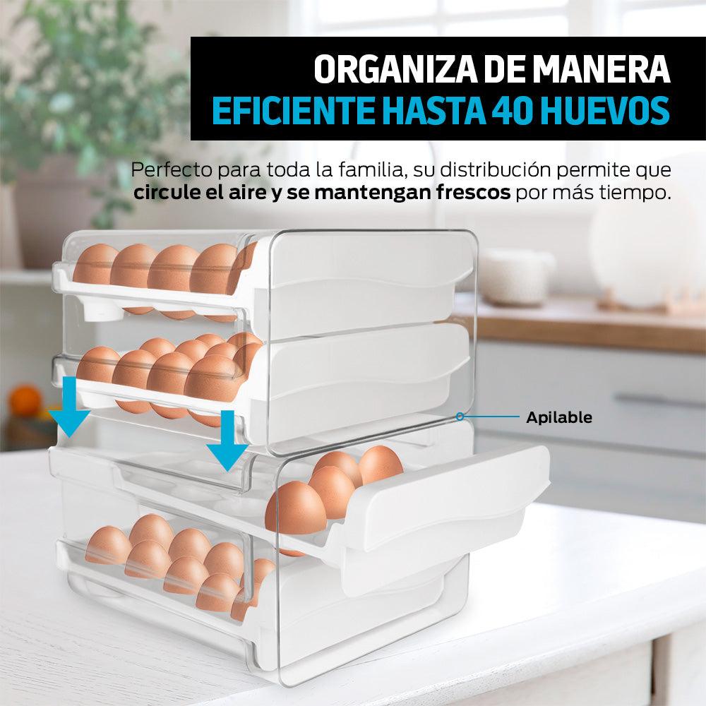 Organizador de 40 Huevos para Refrigerador y Cocina de Acrílico - Redlemon