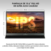 Monitor Portátil Full HD 15.6” para Laptop Celular y Consolas