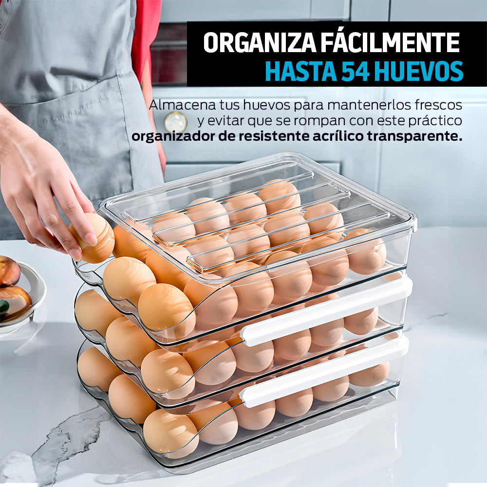 Organizador de 54 Huevos para Alacena, Refrigerador y Cocina