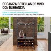 Cava de Vino tipo Cantina Mueble Organizador para 18 Botellas y Copas