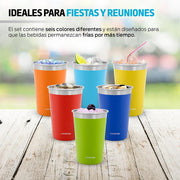 Set de 6 Vasos de Acero Inoxidable y Ecológicos (470 ml) Redlemon Technology México
