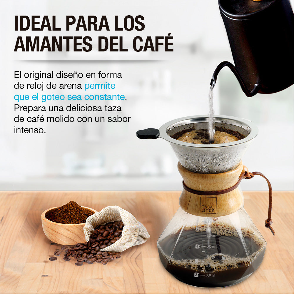 Cafetera Pour Over de 800 ml con Filtro Reutilizable — detalle del producto