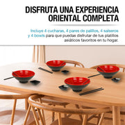 Vajilla de Melamina Estilo Japonés para Ramen Set para 4 Personas - Redlemon