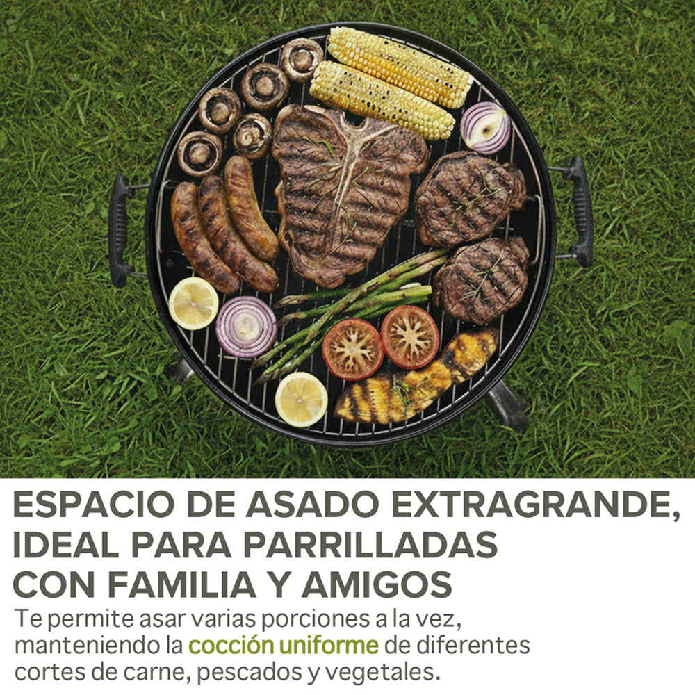 Asador de Carbón Portátil de 55 cm con Termómetro HIKEO — detalle del producto