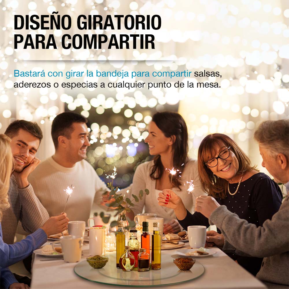 Lazy Susan de vidrio templado giratoria de 58 cm — detalle del producto