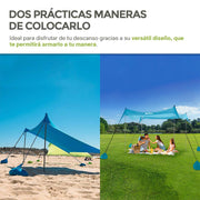 Toldo para Playa Portátil Carpa con Protección UV Resistente al Viento - Redlemon