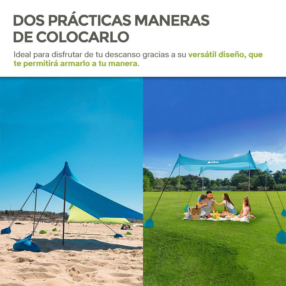 Toldo para Playa Portátil Carpa con Protección UV Resistente al Viento - Redlemon