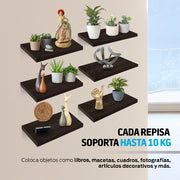 Repisas Flotantes de Madera 6 Piezas de 30x15 cm Redlemon Technology México