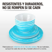 Vajilla de Melamina 12 Piezas Resiste Caídas 4 Personas Casa Litus Redlemon Technology México