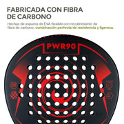 Pala de Pádel con Funda, 3 Pelotas y Grip, Raqueta de Fibra de Carbono - Redlemon