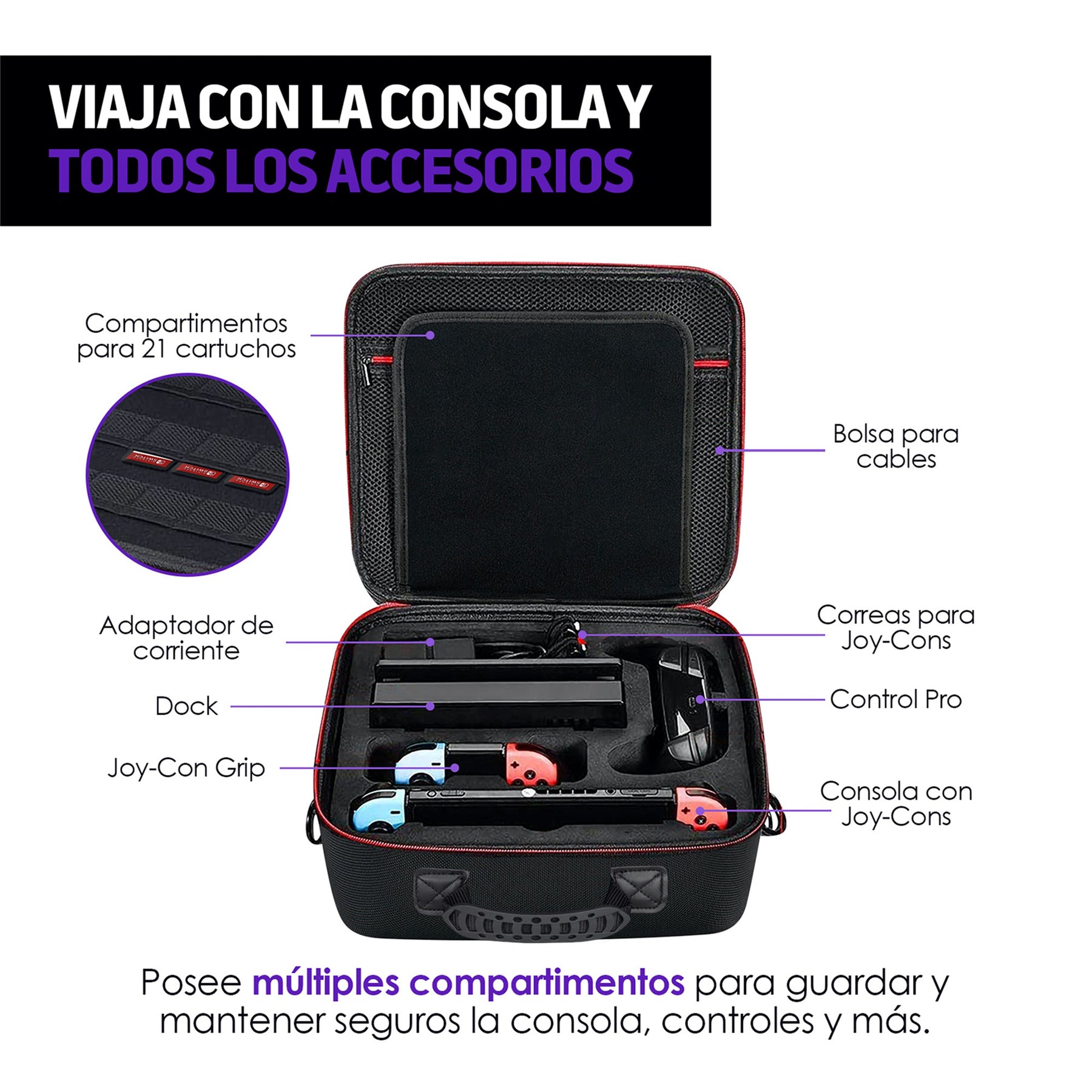 Funda Rígida de Viaje para Nintendo Switch y Modelo OLED Redlemon Technology México