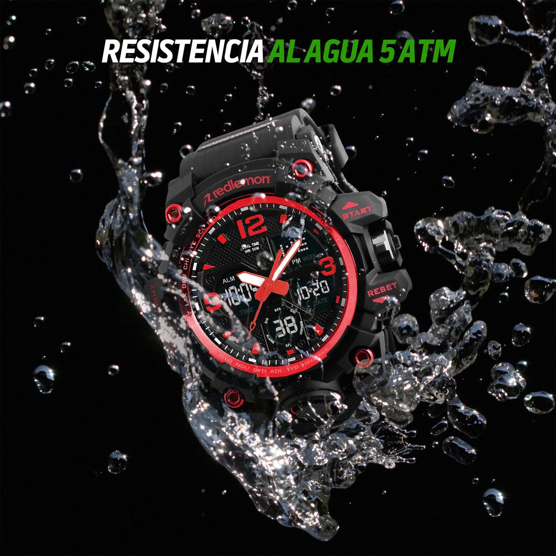 Reloj Digital y Analógico Deportivo Contra Agua 1155b Redlemon Technology México