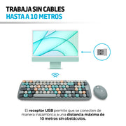 Teclado y mouse gris con alcance inalámbrico de hasta 10 metros