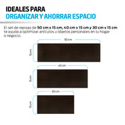 Repisas Flotantes Madera 3 Pz 30x15, 40x15 y 50x15 cm Redlemon Technology México