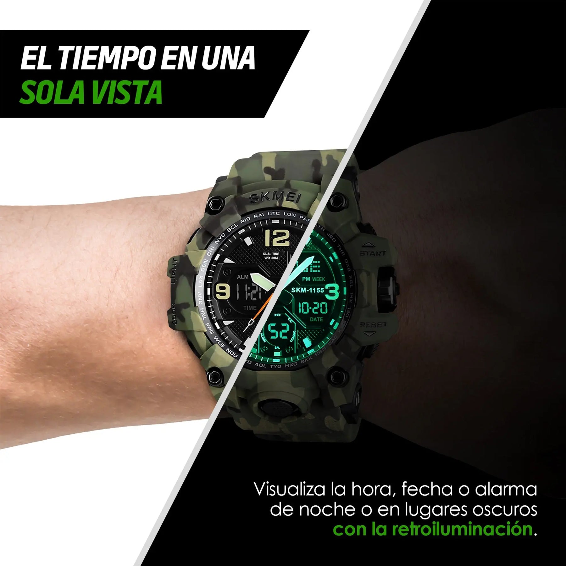 Reloj Digital y Analógico Deportivo Contra Agua 1155b Redlemon Technology México