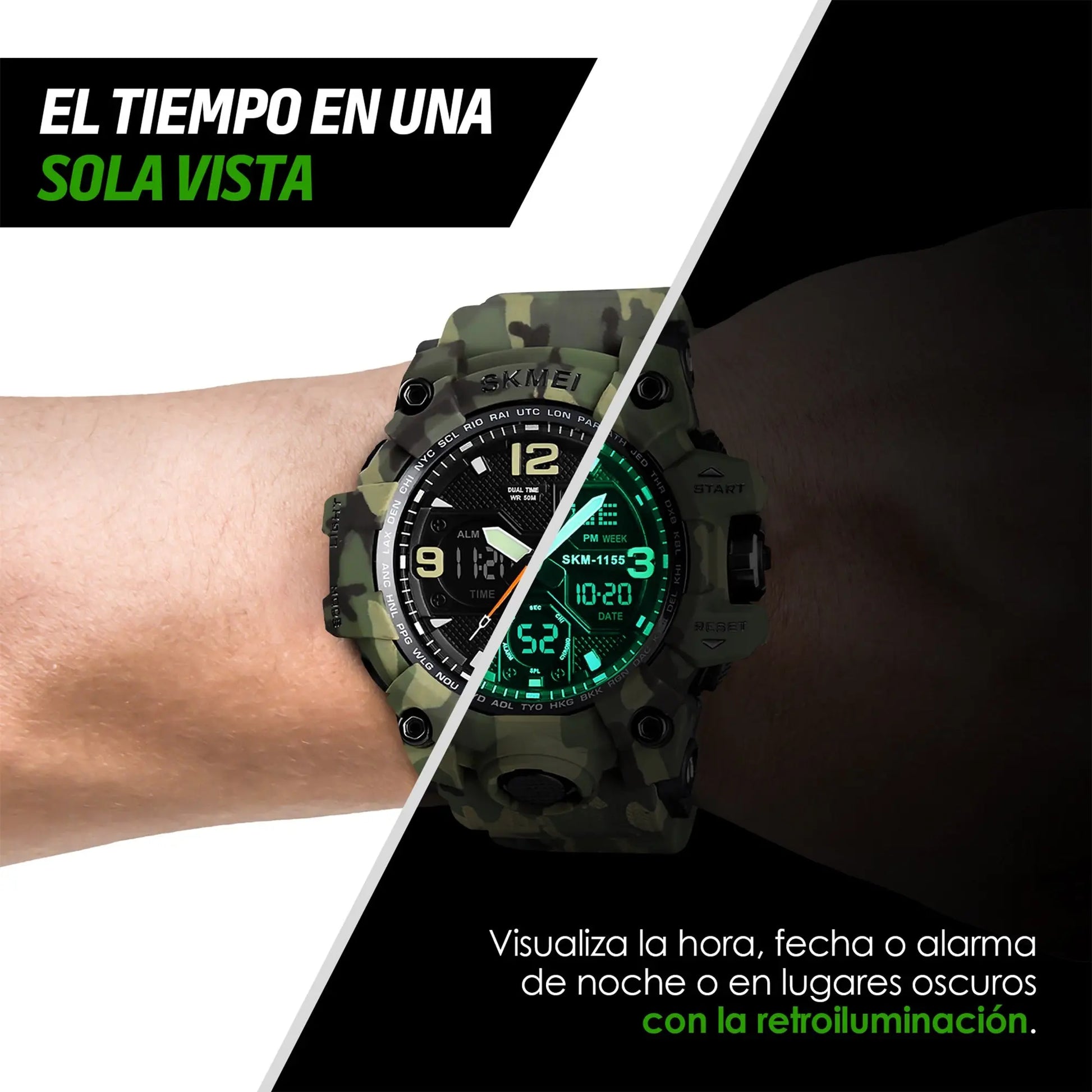 Reloj Digital y Analógico Deportivo Contra Agua 1155b Redlemon Technology México