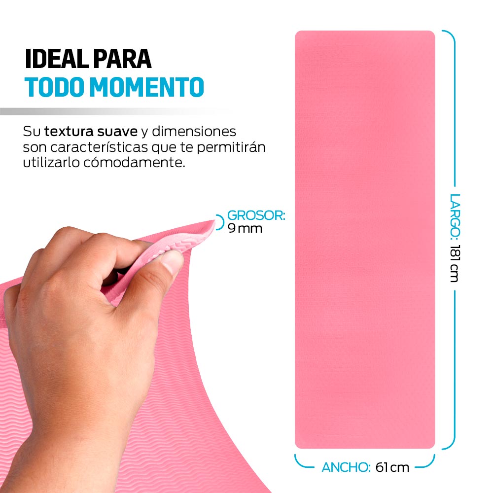 Tapete para Yoga Pilates con Correa para Transportar, 9mm, Ideal para Ejercicio
