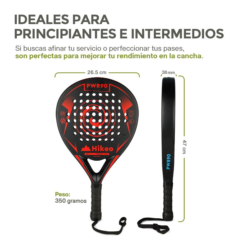 2 Palas de Pádel con Fundas, Pelotas y Grips. Raquetas de Fibra de Carbono - Redlemon