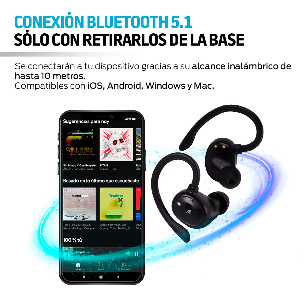 Audífonos Inalámbricos Air-Sport 2 Bluetooth 5.1 Contra Agua IPX4 Redlemon Technology México