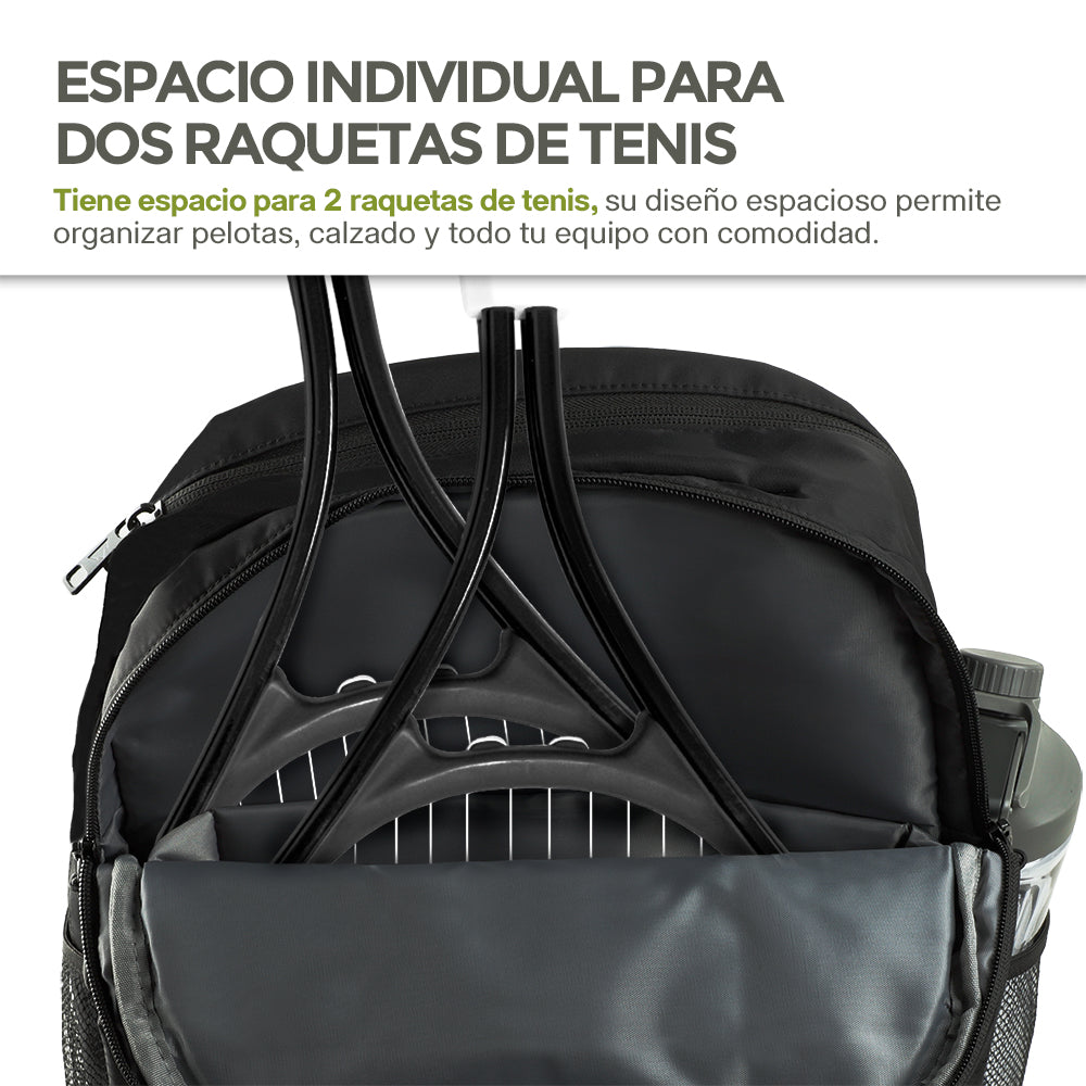 Mochila para Tenis para 2 Raquetas, Calzado y Ropa Húmeda