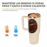 Termo para Agua y Café de Viaje Acero Inox. Doble Pared 1.2 Litros Hikeo - Redlemon