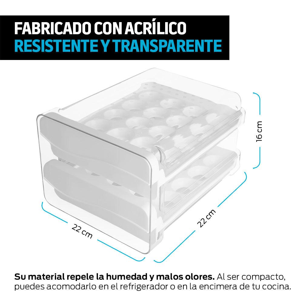 Organizador de 40 Huevos para Refrigerador y Cocina de Acrílico - Redlemon