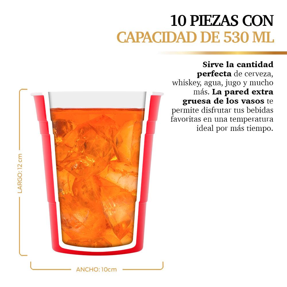 Vaso Fiesta de Plástico Rígido Reutilizable Ecológico 10 Piezas 530 ml - Redlemon