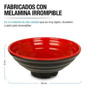 Vajilla de Melamina Estilo Japonés para Ramen Set para 4 Personas - Redlemon