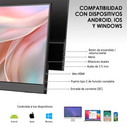 Monitor Portátil Full HD 15.6” para Laptop Celular y Consolas