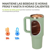 Termo para Agua y Café de Viaje Acero Inox. Doble Pared 1.2 Litros Hikeo - Redlemon