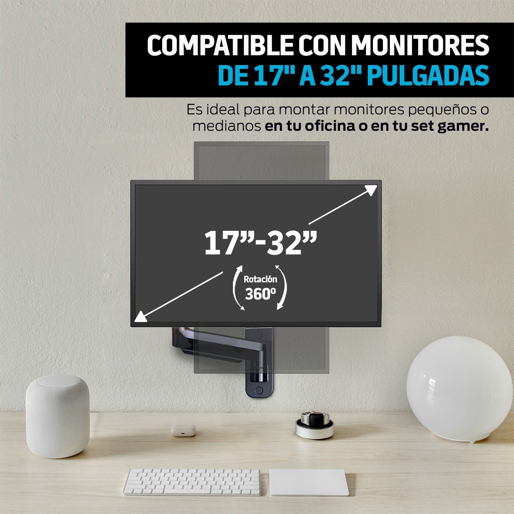 Soporte de Pared Articulado para Monitor de 17 a 32 Pulgadas — características destacadas