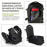 Mochila Expandible de 40 L para Laptop de 18 Pulgadas — características destacadas